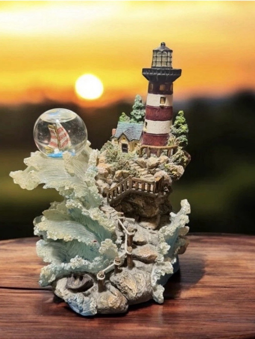 Vintage~Sankyo~Musical Lighthouse Snow globe ~Sculpture ~Nautical~Home Decor